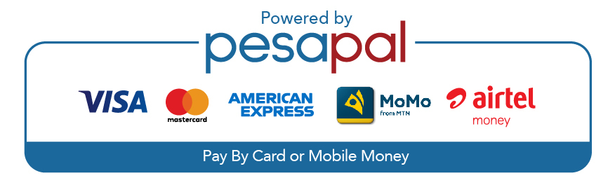 Powered by PesaPal: pay by card or mobile money
